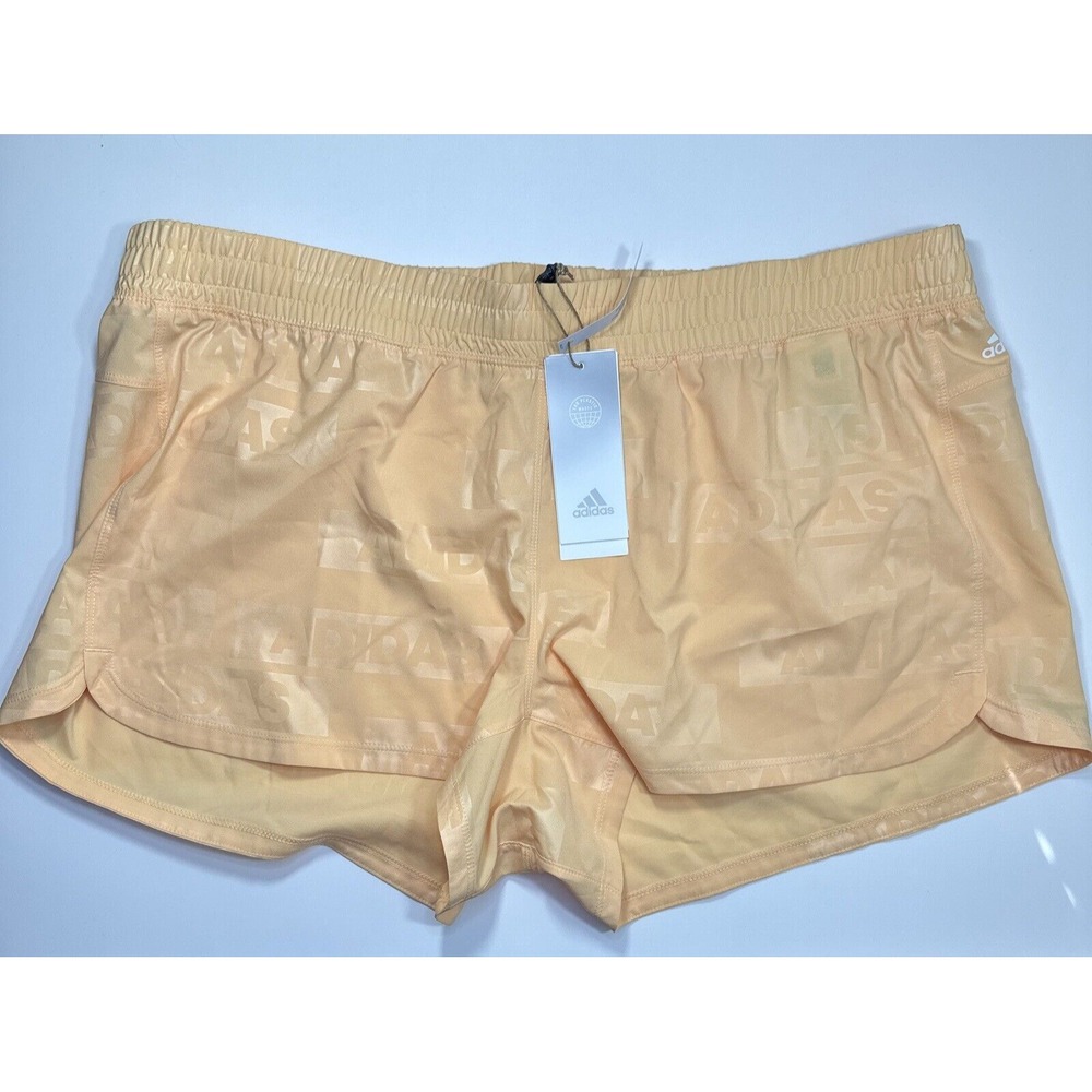 Adidas Womens AeroReady Woven Pacer Deboss Training Shorts HN0832 Pulse Amber XL